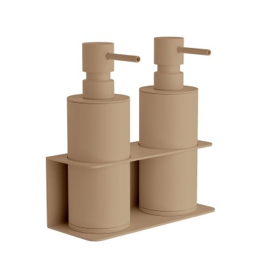 Επιτοίχιο Διπλό Dispenser Επαγγελματικό - Matt Beige, Pam & Co, W17 x D7 x H19 (cm), 83-103