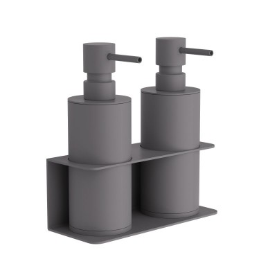 Επιτοίχιο Διπλό Dispenser Επαγγελματικό - Matt Concrete Grey, Pam & Co, W17 x D7 x H19 (cm), 83-163