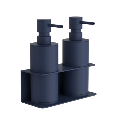 Επιτοίχιο Διπλό Dispenser Επαγγελματικό - Matt Navy Blue, Pam & Co, W17 x D7 x H19 (cm), 83-203