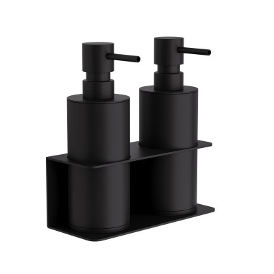 Επιτοίχιο Διπλό Dispenser Επαγγελματικό - Matt Black, Pam & Co, W17 x D7 x H19 (cm), 83-403