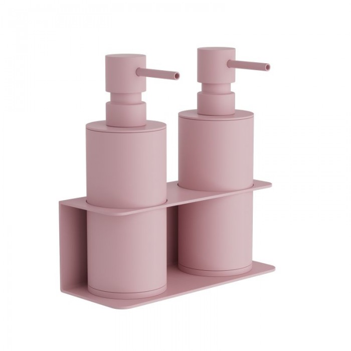 Επιτοίχιο Διπλό Dispenser Επαγγελματικό - Matt Pink, Pam & Co, W17 x D7 x H19 (cm), 83-303