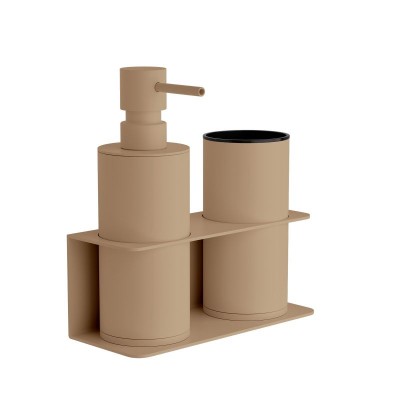 Επιτοίχια Dispenser & Ποτηροθήκη - Matt Beige, Pam & Co, W17 x D7 x H19 (cm), 80-103