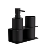 Επιτοίχια Dispenser & Ποτηροθήκη - Matt Black, Pam & Co, W17 x D7 x H19 (cm), 80-403