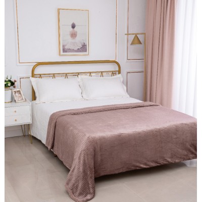 Κουβέρτα με sherpa damask (220cm x 240cm) syklamen