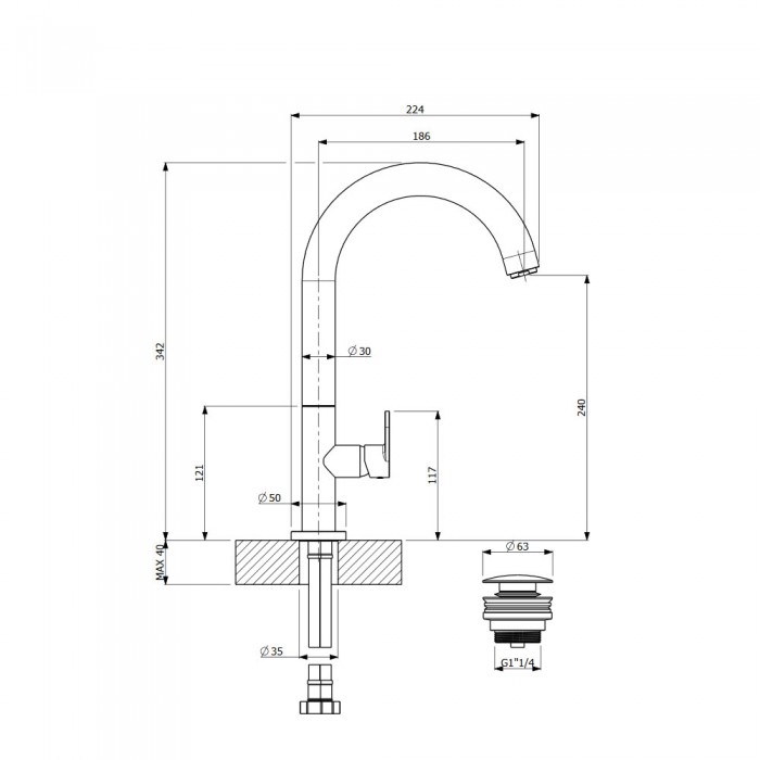 Μπαταρία νιπτήρος επικαθήμενη Armando Vicario Slim 500041-110 Inox