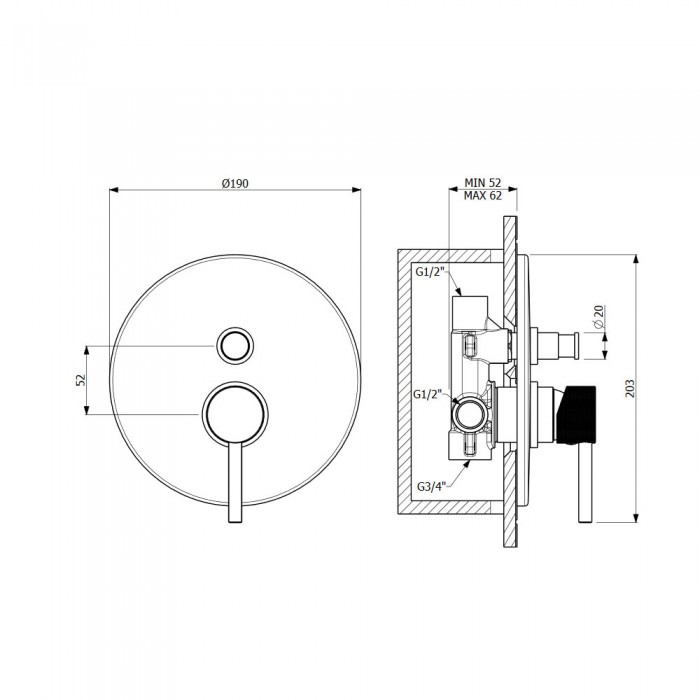 Μίκτης εντοιχισμού 2 εξόδων Armando Vicario Industrial 512050D-110 Inox