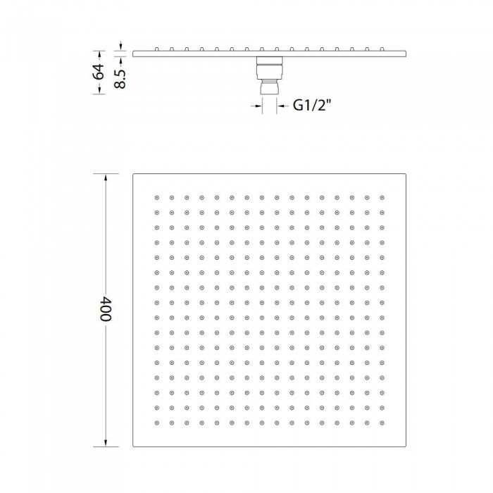 Ανακλινόμενη κεφαλή Brass 40x40 με μπράτσο οροφής 10cm R50005-100 + C21000 Χρωμέ