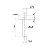 Ανακλινόμενη κεφαλή Brass 40x40 με μπράτσο οροφής 10cm R50005-100 + C21000 Χρωμέ