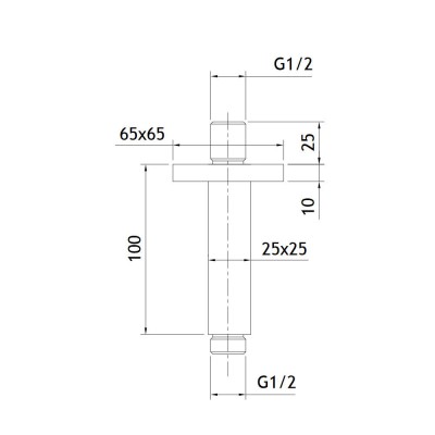 Ανακλινόμενη κεφαλή Brass 40x40 με μπράτσο οροφής 10cm R50005-100 + C21000 Χρωμέ