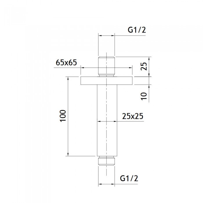 Ανακλινόμενη κεφαλή Brass 40x40 με μπράτσο οροφής 10cm R50005-100 + C21000 Χρωμέ