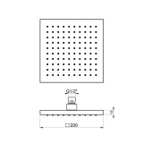 Ανακλινόμενη κεφαλή ABS 20x20 με μπράτσο οροφής 10cm E044077-110 + R50812-110 Inox