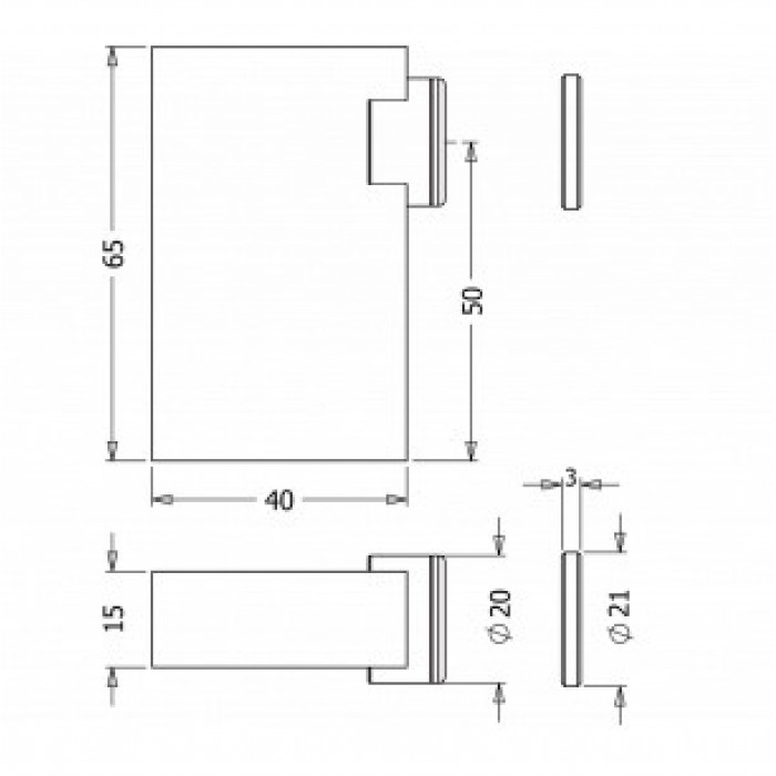 Μαγνητικό στοπ δαπέδου νίκελ 064-4065 65mm Metalor