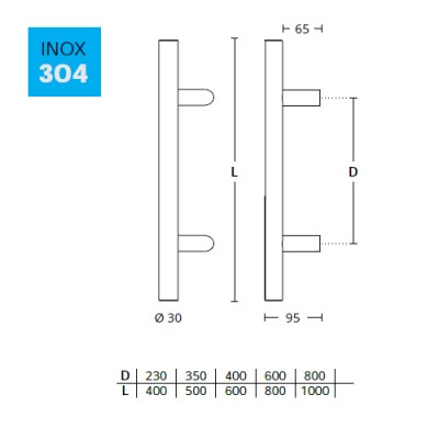 Λαβή εξώπορτας (1 Τεμάχιο) Convex σειρά 1127S σε Ανοξείδωτο