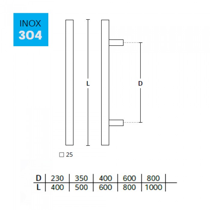 Λαβή εξώπορτας (1 Τεμάχιο) Convex σειρά 1139 σε Inox