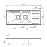 Ανοξείδωτος νεροχύτης Apell Lenear 8516-110 (116x50) Λείος