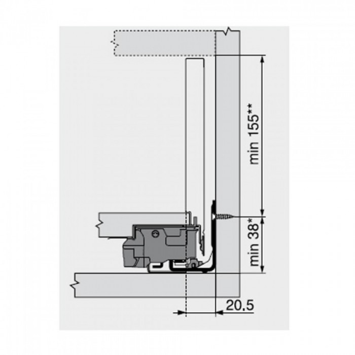 Μεταλλικό συρτάρι BLUM Legrabox -C- 19.3cm Βάθος 50cm με ενσωματωμένο φρένο και TIP ON σε χρώμα Ανθρακί