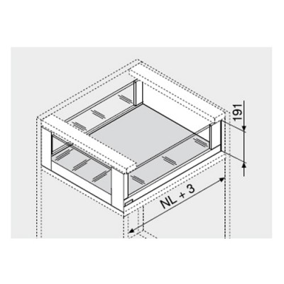 Εσωτερικό Μεταλλικό καλάθι -C BLUM 19.3cm LEGRABOX No50 Γκρι με υποδοχές για γυαλί