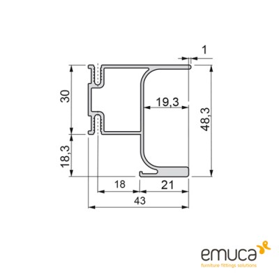 Κάθετο Προφίλ Gola Emuca 8900462 για τελείωμα κουτιών Βέργα Μήκους 2,55m