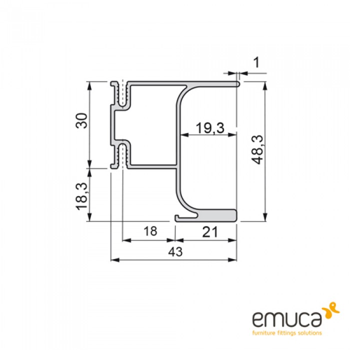 Κάθετο προφίλ Gola Emuca 8162635 Ανθρακί  για τελείωμα κουτιών Βέργα Μήκους 2,35m