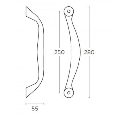 Λαβή εξώπορτας (1 Τεμάχιο) Convex σειρά 627 280mm σε Ματ Όρο