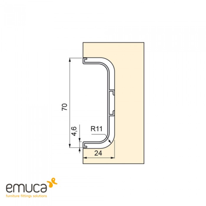 Μεσαίο Προφίλ (U) Gola Emuca 8900162 Βέργα Μήκους 3.90m