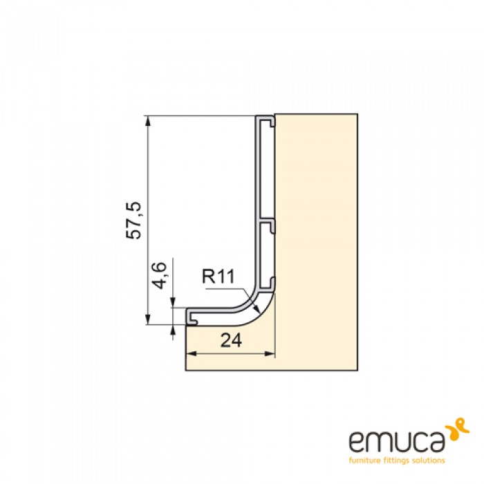 Επάνω Προφίλ (J) Gola Emuca 8900014 Μαύρο Βέργα Μήκους 3.90m