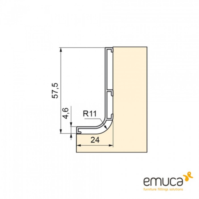 Επάνω Προφίλ (J) Gola Emuca 8900012 Λευκό Βέργα Μήκους 3.90m