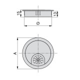 Τάπα καλωδίων Μεταλλική Circum Φ60 Emuca 5006764  Μαύρο Ματ