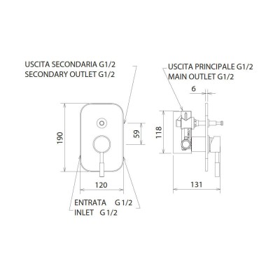 Μίκτης εντοιχισμού 2 εξόδων La Torre New Tech 12050R-110 Inox