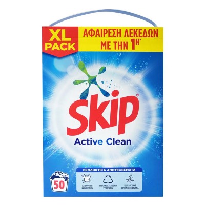 Skip Active Clean Σκόνη Απορρυπαντικό Πλυντηρίου Ρούχων 3.25kg 50Μεζούρες