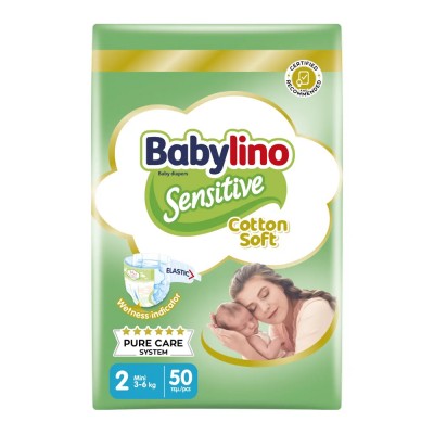 Babylino Sensitive Πάνες Νο2 (3-6Kg) 50Τεμάχια Οικονομική Συσκευασία