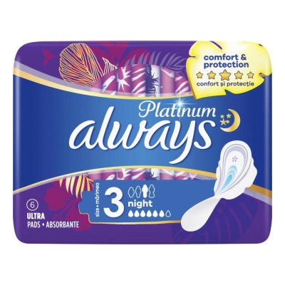 Always Platinum Ultra Night Σερβιέτες 6Τεμάχια