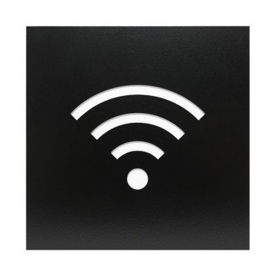 Σήμανση Αυτοκόλλητη Τετράγωνη Inox WiFi 12x12 εκ., Μαύρο Ματ 515-12 Grekon