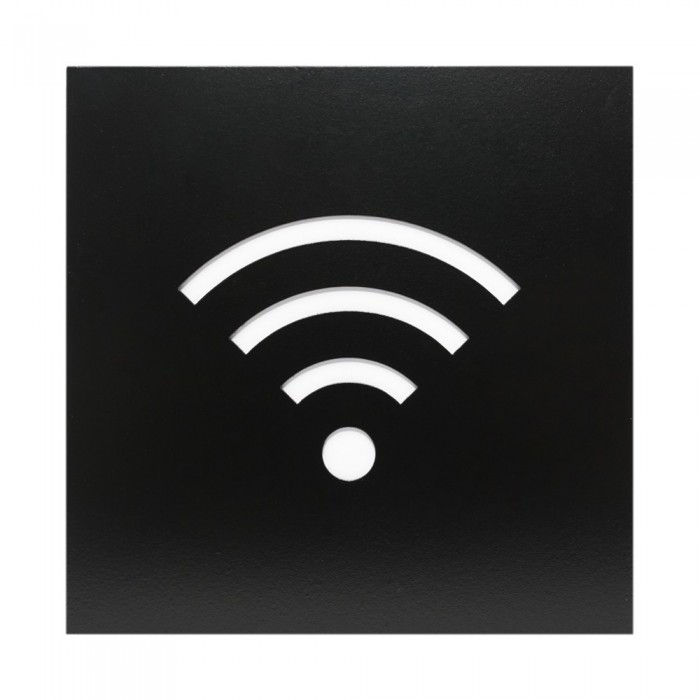 Σήμανση Αυτοκόλλητη Τετράγωνη Inox WiFi 12x12 εκ., Μαύρο Ματ 515-12 Grekon