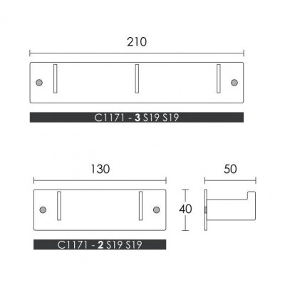 Κρεμάστρα Ρούχων 2 θέσεων 13x4x5cm Conset σειρά C1171 Μαύρο Ματ