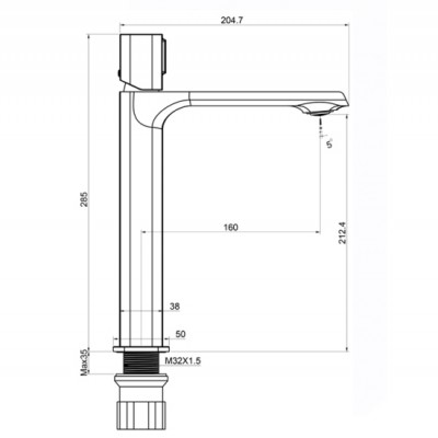 Μπαταρία μπάνιου νιπτήρα ψηλή 29cm Interflex Μαύρη 087485 Astra