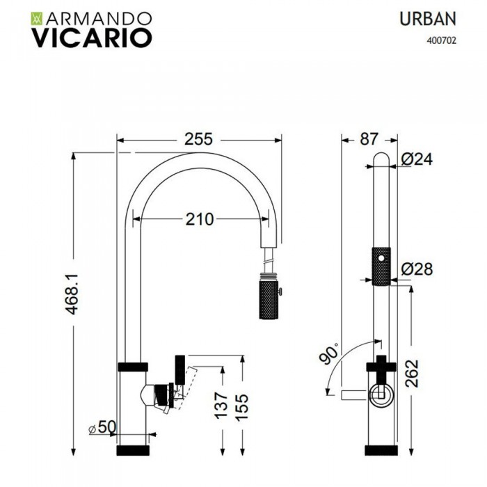 Μπαταρία Κουζίνας Armando Vicario Urban 400702-110 Inox Finish