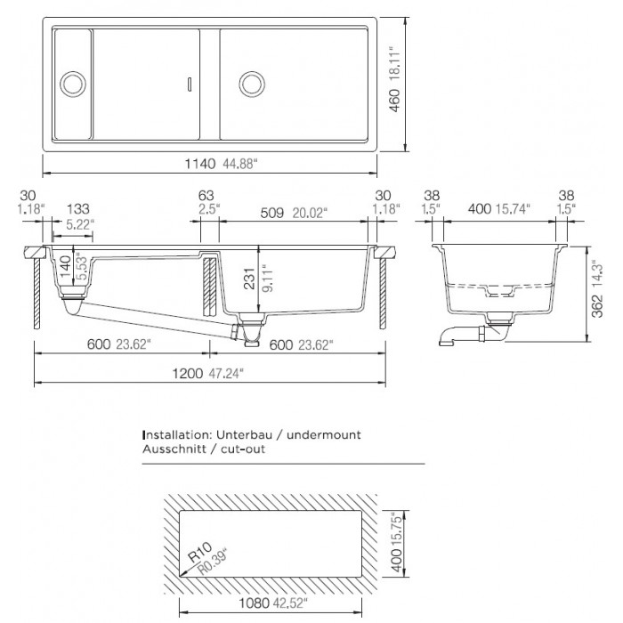 Νεροχύτες Schock Cristadur Prepstation 81500-1402 Puro (114X46cm) Ένθετος Germany