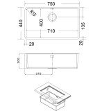 Ανοξείδωτος νεροχύτης Apell Metamorfosis PVD MEM71-411 (75x44) Λείος Black PVD