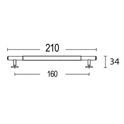 Πόμολα επίπλων Convex 1745P Ολικό Μήκος 210mm σε Ματ Νίκελ