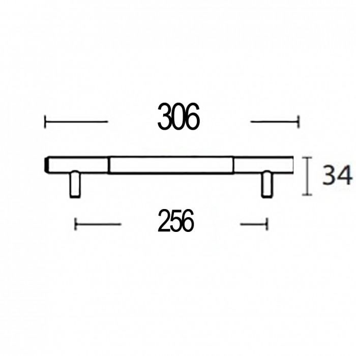 Πόμολα επίπλων Convex 1745 Ολικό Μήκος 306mm σε Ματ Νίκελ