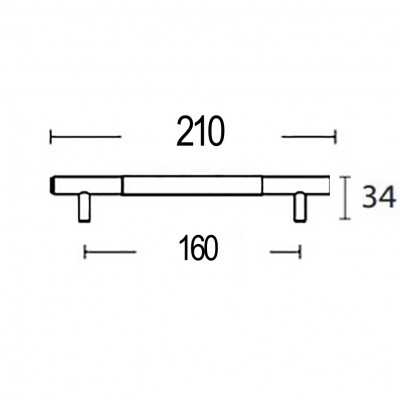 Πόμολα επίπλων Convex 1745 Ολικό Μήκος 210mm σε Ματ Νίκελ