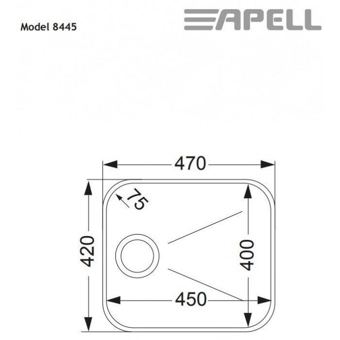 Ανοξείδωτος  νεροχύτης Apell 8445-100 (47x42)