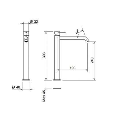 Αναμεικτική Μπαταρία Νιπτήρα Ψηλή Gold Brushed La Torre Elle 35016-211