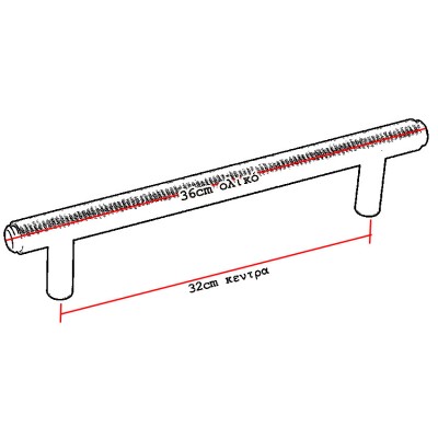 Λαβή επίπλου 681-320: Ολικό 36,0cm Roline Gun Black (Ανθρακί)