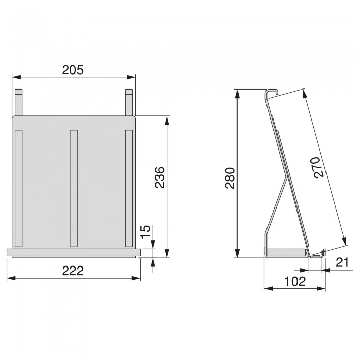 Θήκη tablet Emuca Kitchen, για ανάρτηση απο ατσάλι σε ανθρακί γκρι 8965135