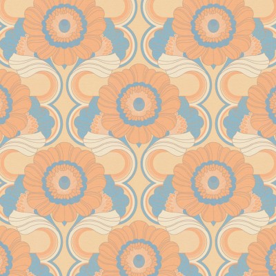 Ταπετσαρία Τοίχου 0.53x8.5m A.S. Création Retro Chic «Floral, Beige, Blue, Orange» 395302