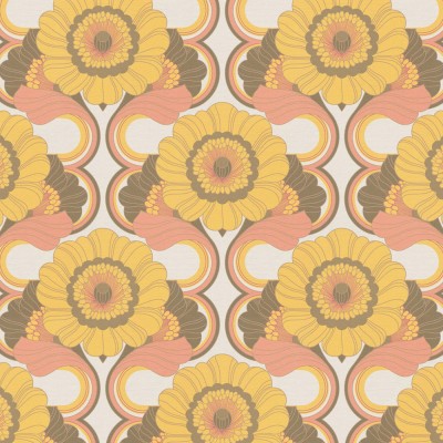 Ταπετσαρία Τοίχου 0.53x8.5m A.S. Création Retro Chic «Floral, Brown, Orange, Yellow» 395304