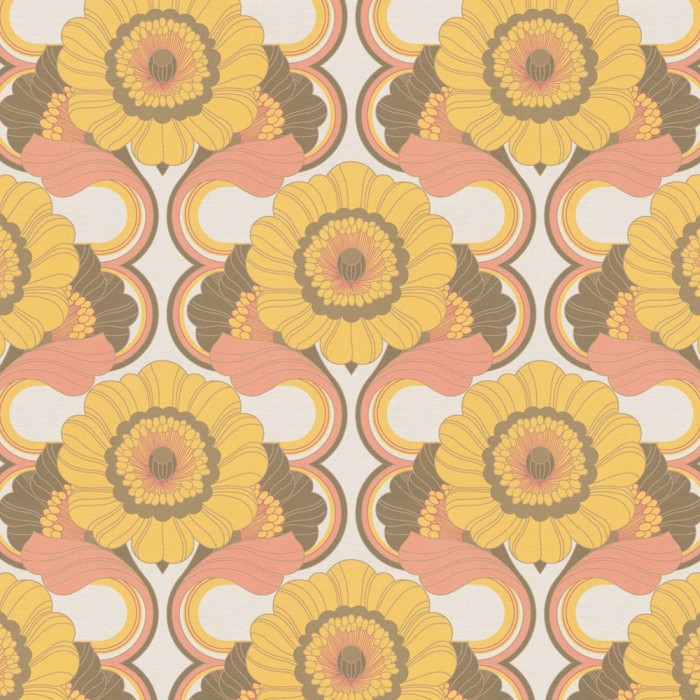 Ταπετσαρία Τοίχου 0.53x8.5m A.S. Création Retro Chic «Floral, Brown, Orange, Yellow» 395304