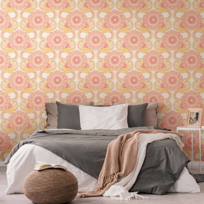 Ταπετσαρία Τοίχου 0.53x8.5m A.S. Création Retro Chic «Floral, Cream, Pink, Yellow» 395305